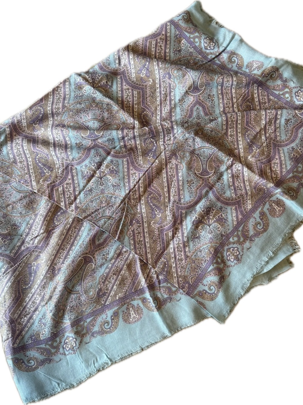 Large Blue & Lavender Paisley Silk Scarf